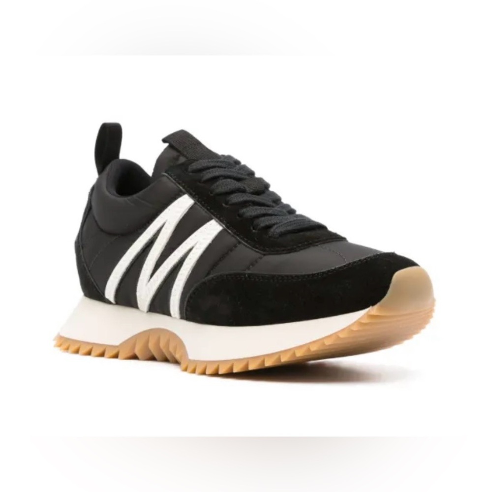 Moncler women’s Pacey logo platform sneakers nylon suede black white 39 - Picture 5 of 6